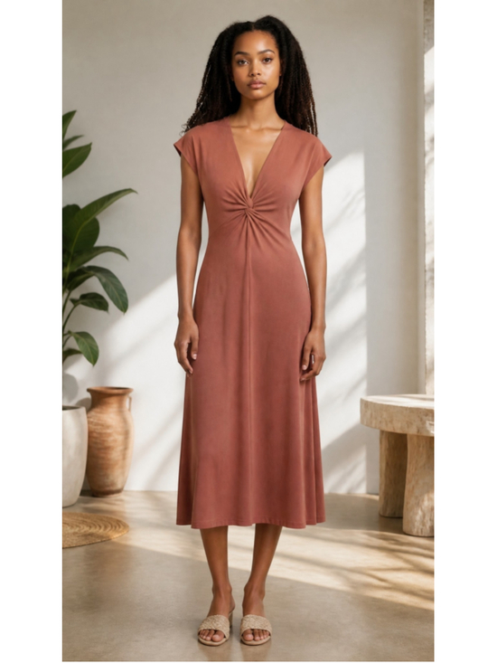 Patagonia Dresses & Skirts - Patagonia Midi Dress Size S Brown Twist Front